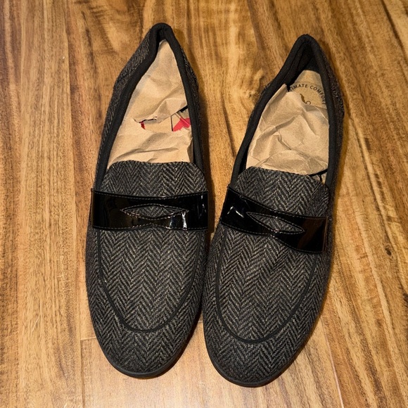 Clarks women 8 Loafer shoes Trish Rose Grey Herringbone fabric leather pattern - Picture 3 of 8